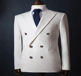 Men039S Suits Blazers 1 stuk witte mannen Suits Blazer Formeel op maat gemaakt knappe bruiloft Dubbele borsten feestkleding Coat9343126