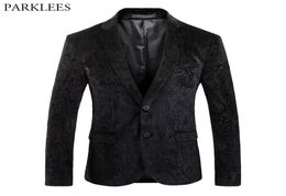 Men039s costumes Blazers Black Velvet Blazer Men Luxury Paisley Suit Veste Business Cauvre Mariage de mariage Tuxedo Homme4432066