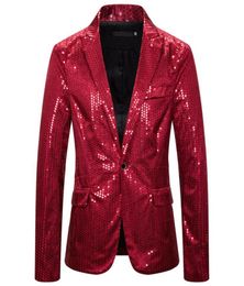 MEN039S Pakken Blazers glitter pailletten voor mannen Stage Performance Red Shiny Singer One Piece Suit Jack 2021 Man Fashion Clede1928783