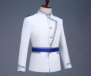 Men039s costume Blazers Men Floral Suit Royal Royal Show Prince Stage Costumes Luxury Clothing White England Style5328009