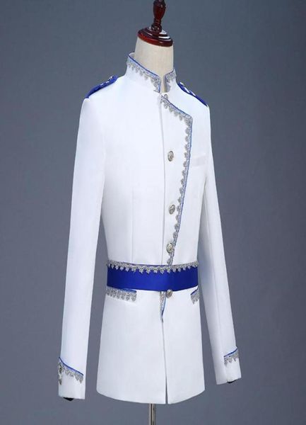 Men039s costume Blazers Men Floral Suit Royal Royal Show Prince Stage Costumes Luxury Clothing White England Style3993085