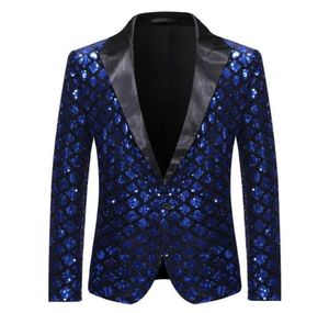 Men039s costumes Blazers Shiny Royal Blue Suit Blazer Blazer One Button Tuxedo Men Party Banquet de mariage Costume de scène HOMM2958775