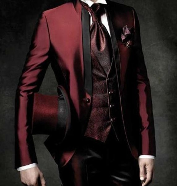 Men039s Costumes Blazers Vin Rouge Bourgogne Costume Hommes Beaux Costumes De Mariage Pour Hommes Sur Mesure Marié Tuxedo Vintage Italien Formal8527599