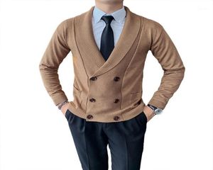 Men039S Sweaters Brits bedrijf DoubleBreasted Sweater Cardigan Autumn en Winter Koreaanse trend knappe jas5805781