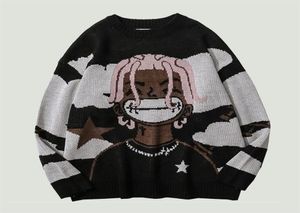 Men039S Sweaters mode Harajuku Vintage Cartoon Anime gebreide jumper trui heren hiphop streetwear oversized losse casual UG8147048