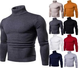 Men039s Sweaters FAVOCENT Winter Warm Turtleneck Sweater Men Fashion Solid Knitted Mens Sweaters Casual Male Double Collar Slim9718271