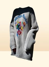 Men039s Chandails Hors épaule Martine rose épaisse aiguille sertie tricot Pull OS style billard imprimé Sweater5726090