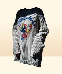 Men039s Pullaires au large de l'épaule Martine Rose épaisse aiguille épaisse en tricot pulvérisant de style OS Billard Pull imprimé 8953277