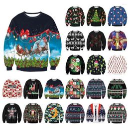 Men039S Sweaters Rendier Santa Bell Gedrukte kersttrui unisex herfstvakantie feest lelijke vrouwen mannen sweatshirts tops9591870