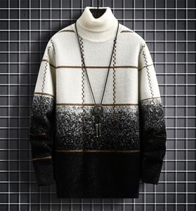 Men039S Sweaters Winter Fashion Hoge kwaliteit Mink Cashmere Sweater Sweater Men Turtleneck Brand Plaid Pullover Men Dik Warm Heren Chri6816447