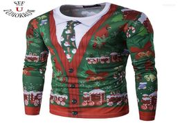 Men039S T Shirts Men039S T -shirts 2022 Casual kerst 3D Gedrukt Grappige Feliz Navidad Ugly Sweater Trui lange mouw Silm 1668542