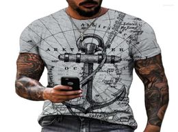 Men039s T-shirts Korte mouwen Casual losse T-shirt Oversize heren T-shirt Anker Print Mode Shirt Tops Tees voor mannelijke kleding4107202