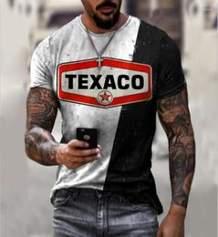 Men039s camisetas verão alfabeto texaco estilo 3dprinted camisa masculina roupas esportivas harajuku casual tshirt extra large5683521