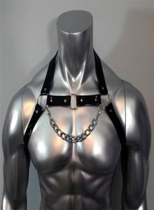 Men039s Camisetas sin mangas ajustable Gay Body Bondage Arnés Correa Fetiche Hombres Pecho sexual Cinturones de cuero sintético Ropa rave para adultos 9146229