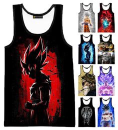 Men039s Tops Tops Black Red Goku imprimé 3D Anime cosplay Graphic Vest Men Femmes Harajuku Streetwear Casual Cool Slee9102625