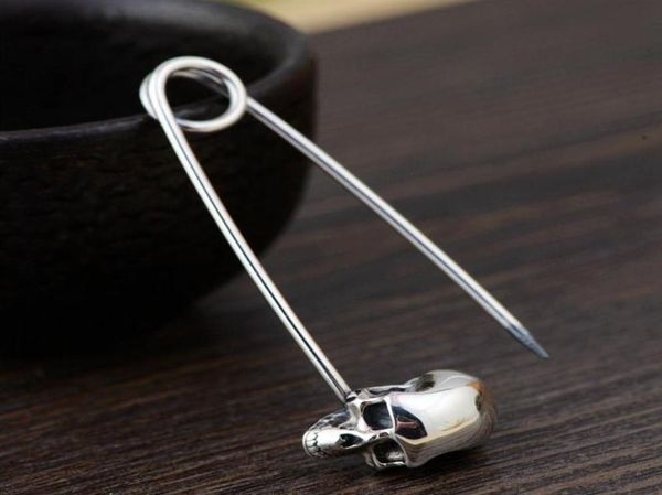 Men039s Thai Silver Skull Brooch Handmand Silver Brooches Large Pin de hijab Punk Collar épingles bijoux Broche SBH0008 20100925728524176