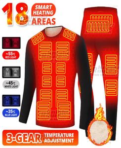 Men039S Thermal Underwear 18 Area 2022 Winterverwarmde jas mannen USB Ski Suit Vest Warm Fleece Lang Johns Gray Verwarming Kleding9597830