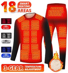 Men039S Thermal Underwear 18 Area 2022 Winterverwarmde jas mannen USB Ski Suit Vest Warm Fleece Lang Johns Gray Verwarming Kleding3193392