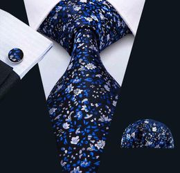 Men039s Tie Set Bordado azul oscuro Elegante y novedoso Hankerchief Garflinks Set Silk Business Casual Party Chotie Jacquard WO2026689