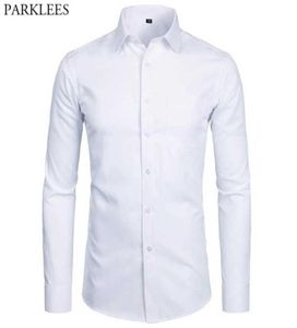 Men039s Top Kwaliteit Overhemden Mode Slim Fit Lange Mouw Heren Zwart Wit Formele Button Up Chemise Homme 2203219376931