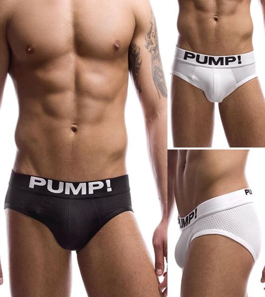 Men039s Touchdown Classic Briefs PUMP Slip en filet respirant Coton Slip Calzoncillos Sous-vêtements Sexy Undies Noir Blanc S M L5701283