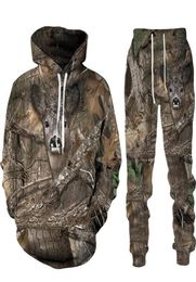 Men039s Tracksuits Animal 3D Sweatshirts à capuche imprimés Street Street Casual Tracksuit Long Sweat Hoodie Camouflage Male Camouflage CL6229905