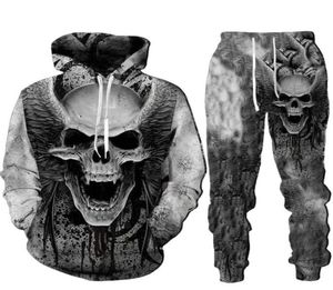 MEN039S Tracksuits Cool 3D Skull Print Men039S Hoodies Sweatshirts Sweatshirts Suits Mode Tracksuit Herfst en Winter Zipper Hoodie P5820453138199