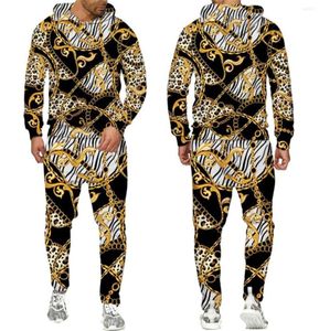 MEN039S Tracksuits Golden Pattern Chain 3D Gedrukte Men39S Tracksuit Hoodie Pants Set Oversize Street Style PulloverTrisers3737878