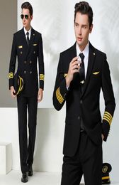 Men039s Tracksuits Highend Aviation SlimFit Captain Uniforms Male Air Junior Pilot Suits4089019