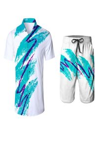 MEN039S Tracksuits Men Shirts en Shorts Summer Funny Print Sweatpants Turndown Collar Tuxedo Shirt Pantsmen039S TrackSuits3437147