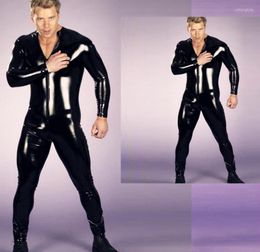 MEN039S Tracksuits Plus Size Mens Fetish latex Men Volledige mouwen Volle mouwen strakke dunne Bodysuit Catsuit Club Dance Outfit Stripper Stage PE9149958