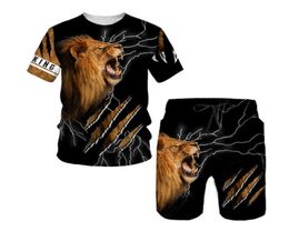Men039s Trainingspakken Pak T-shirts 3D Afdrukken Knap Dier Oneck Korte Mouw Shorts Sweatshirt Casual Modemerk TwoP3925470
