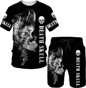Men039s Tracksuits Summer Man Set 3D Skull PrintingTshirt Shorts Costumes Tracks Tracks Tours Fashion Street Street Male Jogging Suit SP15542315942