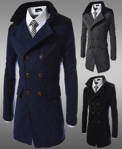 Men039S Trench Coat Dubbele Breated Solid Slim Men Warm Outerwear Casual Coat Men039S Jacket9008475