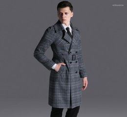 Men039s Trench Coats 2022 Diseñador Retro Plaid Coat Hombres Abrigo Abrigo Manga larga Ropa para hombre Negocios Casaco Masculino Primavera Wil5826167