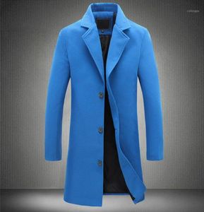 Men039s trincheras CAATS Autumn Royal Blue Mens Overcoat Invierno de invierno Long Coat Men Fit Slim de gran tamaño Camina de lana External de manga 5xl6223009