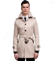 Men039s Trench Coats Coat Hombres Classic Double Breasted Windbreaker Ropa para hombre Chaquetas largas Masculino Estilo británico Abrigo W7540003