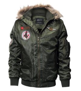 Men039s Trench Coats Fashion Bomber veste avec col de fourrure épais toison à capuche Coat d'hiver1413694