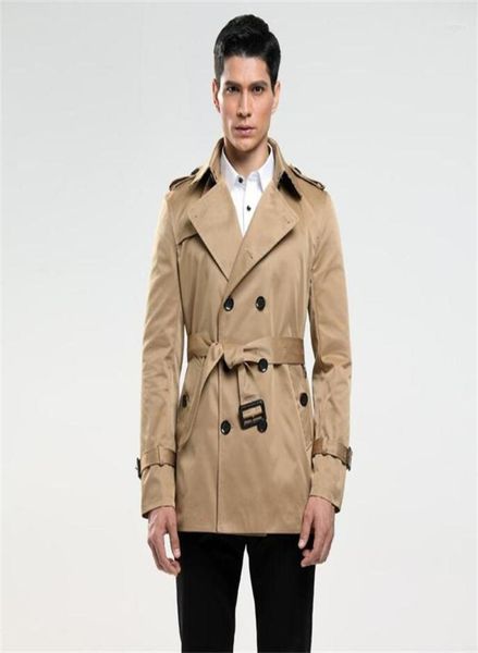 Men039s Trench Coats Revers Mode Hommes Homme Vêtements Chaquetas Hombre Kaki Slim Fit Pardessus À Manches Longues Designer Printemps Automne2238219