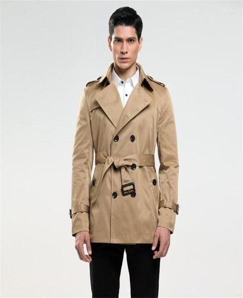 Men039S Trench Coats Lapel Fashion Mens Homme Vêtements Chaquetas Hombre Khaki Slim Fit Overcoat Designer Long Mancheur Spring Automn1797242