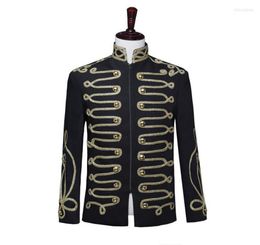 Men039S Trench Coats Mens Mens Stylish Court Prince Black Gold Borduurwerk Blazer Pak Jacket Men Wedding Prom Jackets Costume 3701221