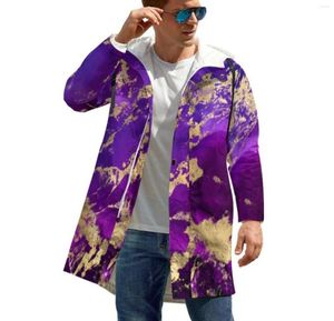 Men039s Trench Coats Violet et Or Splash Marble Galaxy Outdoor Casual Parkas Homme Street Wear Coupe-vent Vestes d'hiver Plus 9822319