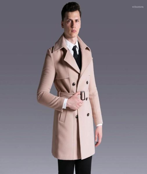 Men039s Trench Coats Lana para hombre Tallas grandes 6xl Lujo Doble botonadura Cachemira sólida Hombres Otoño e invierno Chaqueta de hombre de estilo largo 8200784