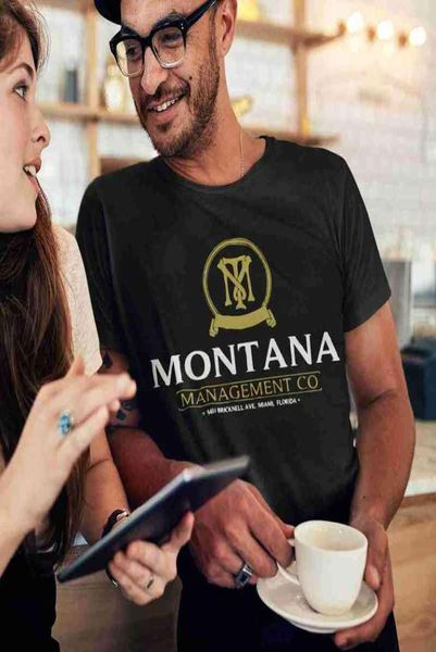 Men039s camiseta Montana Management Company camiseta vintage Scarface Pacino Gangster película camiseta cuello redondo Tops talla grande G4370991
