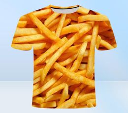 Men039s Tshirts 2022 Tshirt cool d'été Food Frises Frises 3d Print Men Femmes T-shirts Casual Harajuku Design Shirt Drop2456767