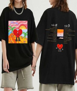 Men039s T-shirts Bad Bunny UN VERANO SIN TI Grafische T-shirt Unisex Hip Hop T-shirts Muziekalbum Dubbelzijdig Print Korte Sleev8793884