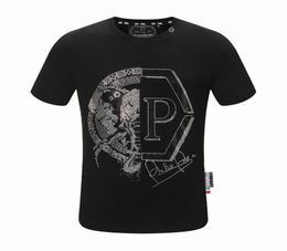 Men039s TShirts Marque Haute Qualité Philippe Plain Men39s TShirt À Manches Courtes Mode PP Diamant Lettre Imprimer Col Rond Bl4886080