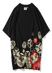 Men039s Tshirts Daruma japonais imprimement tshirt tatouage t-shirt unisexe couples d'été à manches courtes à manches hip hop coton tee8265786