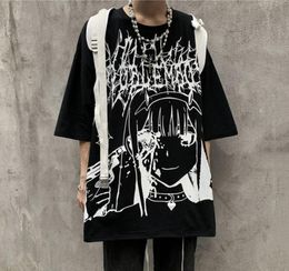 Men039S t -shirts emo vrouwen mannen gothic anime t -shirt hiphop top Tees oversized streetwear harajuku tshirt short mouw alt tee9385294