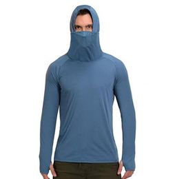 Men039s Tshirts chemise de pêche couleurs de couleur solide Hommes à capuche mince le haut de pouce extensible léger pour randonnée extérieure Cycl9683809